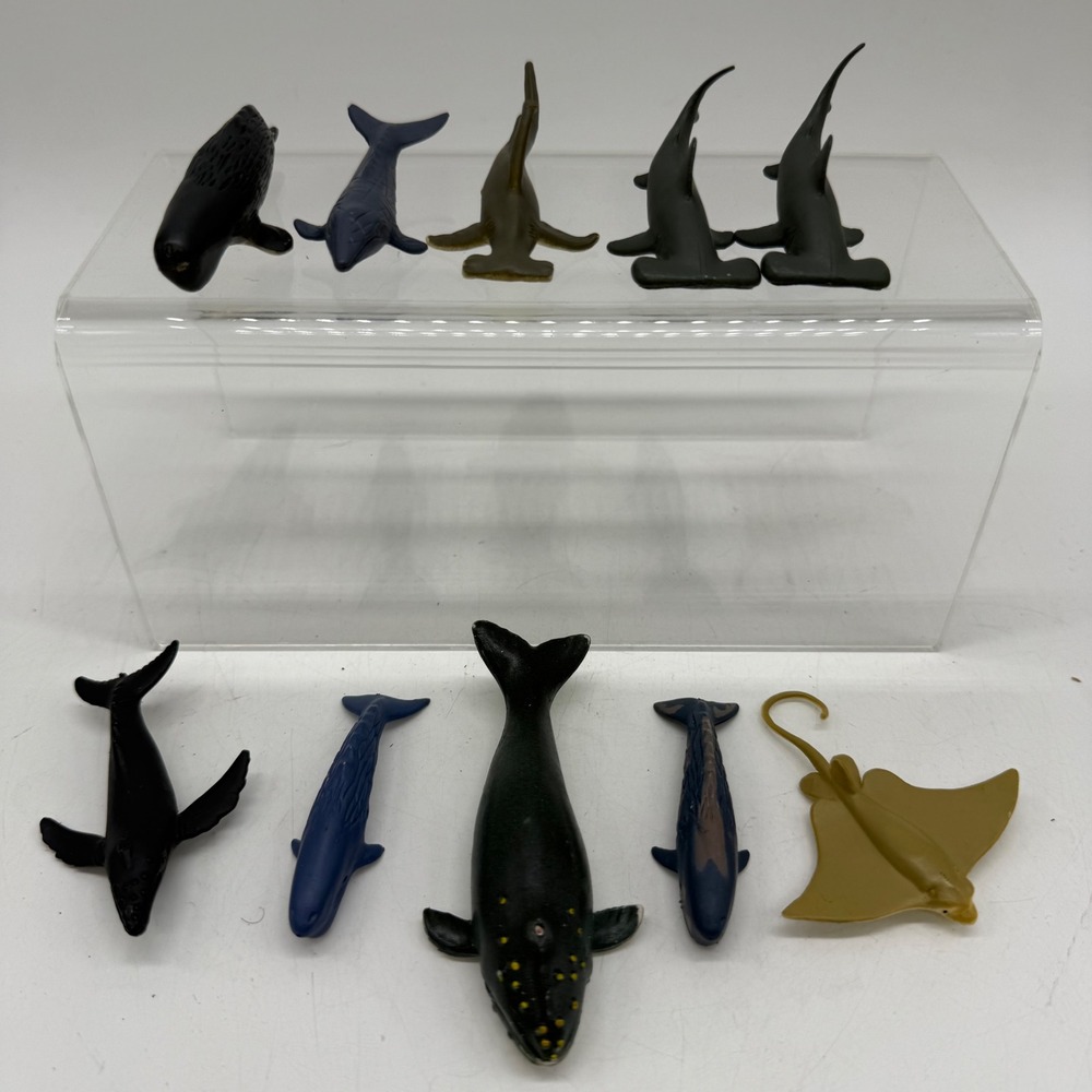 Unbranded Ocean Animal Figurines 10pc Whale Shark Stingray Lot Educational